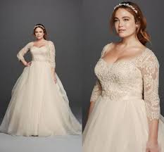 2018 plus size 2019 oleg cassini wedding dresses 3 4 sleeves lace sweetheart covered button gloor length princess fashion bridal gowns from