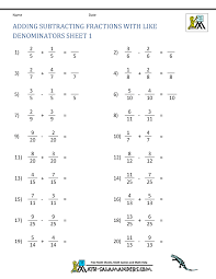 Adding And Subtracting Fractions With Like Denominators Worksheet In 2021 Fractions Worksheets Subtracting Fractions Adding And Subtracting Fractions