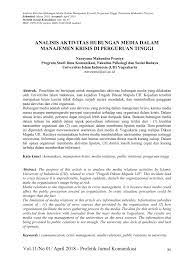 Jurnal ini tidak dikenakan biaya dalam penerbitannya (free charge) Pdf Analisis Aktivitas Hubungan Media Dalam Manajemen Krisis Di Perguruan Tinggi