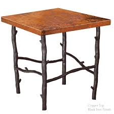 This square end table features a solid wood drawer, a b… Rustic Wrought Iron South Fork End Table 24 Inch Top