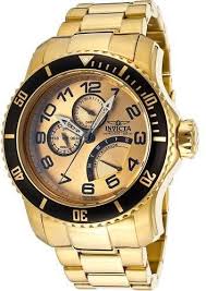Invicta Watches Mens Pro Diver 18k Gold Plated Stainless Steel Watch Watches For Men Gold Watch Men Stainless Steel Bracelet