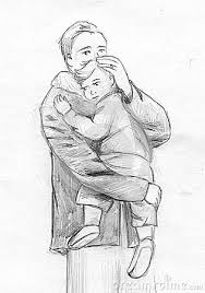 Fathers day gift, father and daughter, personalized gift, picture holder, birthday gift for or from daughter faerie pencil drawing, fairy illustration, pixie, mythical, whimsical, fantasy, folklore art. Father And Child Pencil Sketch