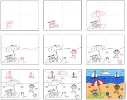 2021 free painting tutorials by tracie: How To Draw A Beach Art Projects For Kids