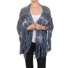 Hand Made Crochet Shawl 8960 Steel Blue A Layering Piece Wool Mi Idi Clothing Buy Directly Form The Designer Manufacturer Made In Usa