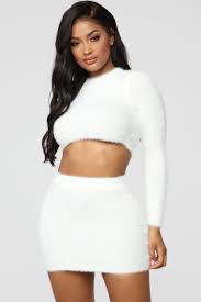Black And White Crop Top And Skirt Set Fuzzy Feels Skirt Set White Fuzzy Skirt Fuzzy Sweater Cropped Affordable High Waisted Jeans