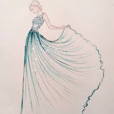 Aqua Blue Glitter Dress Sketch Fashion Design Drawings Fashion Sketches Dresses Fashion Drawing