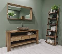 Mobile da bagno in legno noce stile classico antico con lavabo dolomite e ripiano in marmo di carrara bianco lavorato liscio lucido completo di rubinetteria spettacolare mobile per bagno serie giada in legno spazzolato trattamento sbiancato effetto speciale, dimensioni 105x54x90 oppure versione 120. Arredo Bagno Teak Di Recupero L 140 X H 75 X P 50 Cm Completo Di Specchio