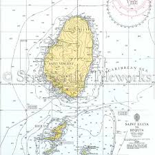 Islands St Vincent Bequia Nautical Chart Decor