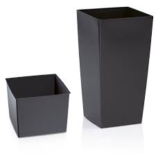 Stunning square planter featuring elegant tall & narrow design. 50cm Tall Black Square Planter With Insert 14 99