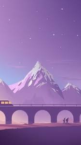 Train Bridge Mountains Minimalistic Digital Art 720x1280 Wallpaper Mountains Mountain Illustration Mountain Wallpaper