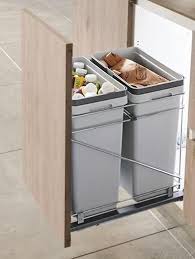 Waste Bin Pull Out Salice By Hafele Double Pullout In 2020 Integrated Kitchen Bins Garbage Recycling Modern Kitchen Cabinets