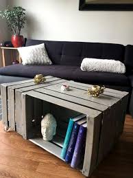 Bought this for my first apartment and have had it for about 10 years. Coffee Table From 3 Wooden Crates Crate Coffee Table Coffee Table Home Depot Diy Crate Coffee Table