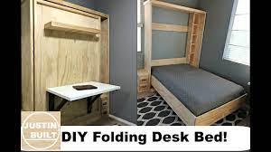 This horizontal (sideways) murphy wall bed has a raised panel face. Diy 20 Folding Desk For Murphy Bed Youtube