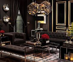 Wonder Wall A Feature Wallpaper Helps To Emphasise The Shape Of This Open Plan Living Room Makeo Luxury Living Room Design Black Living Room Luxury Living Room
