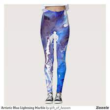Artistic Blue Lightning Marble Leggings Beautiful Yoga Pants Exercise Leggings And Running Tights Hea Abstract Leggings Fashion Outfits Tights Workout