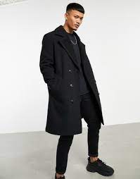 Asos Design Wool Mix Overcoat With Borg Lining In Black Shopstyle Raincoats Trench Coats