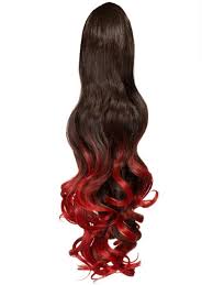 Before beginning to dip dye hair, place latex or plastic gloves on your hands. Dip Dye Curly Ponytail In Chocolate Brown To Red Koko Couture