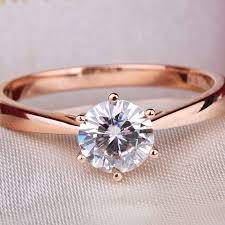 Simple Classic Genuine 14k Rose Gold 1 Carat Ct No Less Than Gh Engagement W Beautiful Diamond Engagement Ring Moissanite Diamond Rings Wedding Rings Solitaire