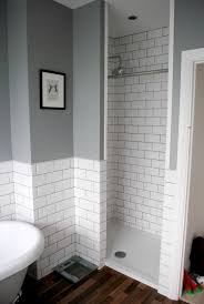 Love These White Tiles With The Grey Combo X Subway Tiles W Gray Grout Blend Carrera Marble In Shower Room Bathroom Makeover Bathrooms Remodel