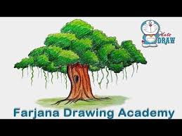 1 How To Draw Banyan Tree Step By Step Very Easy Youtube Tree Drawing Tree Drawings Pencil Tree Drawing For Kids