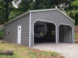 Fully Enclosed Metal Garage Starting At Only 6 015 Get One From Carport Central The Nations Largest Metal B Metal Buildings Metal Garages Garage Door Styles