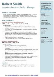 Entry level assistant project manager resume. Freelance Project Manager Resume Samples Qwikresume