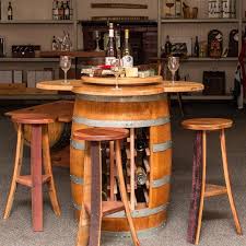 Napa East Wine Barrel 5 Piece Counter Height Table Set With Open Wine Rack Base Wine Furniture At Hayneedle Barrel Table Wine Barrel Table Dining Room Sets