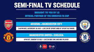 Tuesday 1 september 2020 preliminary round: Emirates Fa Cup On Twitter Semi Final Schedule Your Emiratesfacup Semi Final Fixtures And Where To Watch Them In The Uk Have Been Confirmed Https T Co W3zj6pbo8d