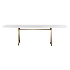 Carmen Mango White Wood Brass Dining Table