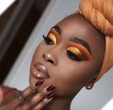 Black And Gold Makeup Full Face Follow Me For More Content Yellow Eye Makeup Black Girl Makeup Yellow Makeup