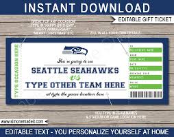 Seattle Seahawks Game Ticket Gift Voucher Printable Surprise Football Tickets In 2020 Game Tickets Seahawks Game Seattle Seahawks