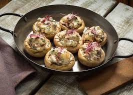 Champignons Farcis Au Saint Agur Food Stuffed Mushrooms Gnocchi Sauce