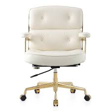 Leather desk chair looks great but can still give us with the support which we are looking for. White Leather Button Tufted Office Chair