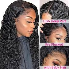 Amazon.com : CHEETAHBEAUTY Deep Wave 13X6 HD Transparent Lace Front Wigs  Human Hair Brazilian 10A Grade Deep Curly Human Hair Wigs for Black Women  Pre Plucked with Baby Hair Natural Black 250%