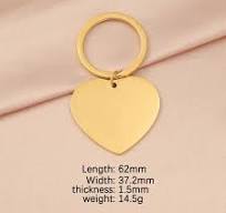 2024 Promotional Gift 37mm Mirror Polishing Engravable High End Gold Plated  Large Heart Pendant Keychains for Women