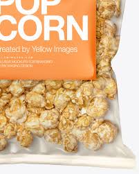 Download Plastic Bag With Caramel Popcorn Mockup In Bag Sack Mockups On Yellow Images Object Mockups PSD Mockup Templates