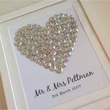 Silver Button Art Heart 10 X12 Golden Wedding Anniversary Card Wedding Anniversary Cards Button Crafts