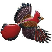 red cardinal brooch