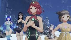 Xenoblade Chronicles 2 - Dromarch, the Stiff and Spiky Cutscene with  Swimsuit DLC - YouTube