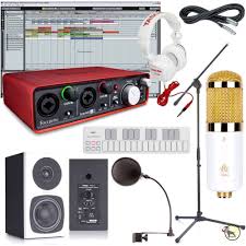 Special Edition Home Recording Studio Bundle Mic Monitors Headphones Keyboard Recording Studio Mic