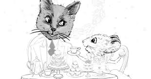 Free tea party colouring page. Cat And Mouse Tea Party Coloring Page Mama Likes This