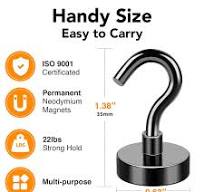 Amazon.com: MIKEDE Black Magnetic Hooks, 28Lbs Strong Magnets with Metal  Hooks for Refrigerator, Super Cruise Hooks for Hanging, Magnetic Hanger for  ...