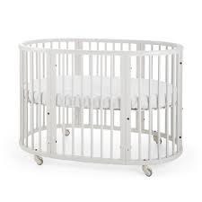 Transitional style for extended use. 8 In 1 Convertible Round Crib Made Of Solid Pine Wood White Mattress Cubbymart