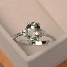 Green Amethyst Ring Oval Gemstone Ring Engagement Ring Etsy Green Amethyst Ring Gemstone Engagement Rings Green Amethyst Engagement Ring
