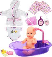 Amazon Com Click N Play Newborn Baby Doll Bath Time Play Set With Accessories Toys Games