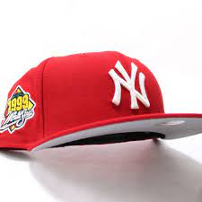 Newyorkyankees 1999 World Series 59fifty Fitted Neweracap In Red Grayunderbrim Ecapcity In 2021 Fitted Hats Hats For Men Nba Hats