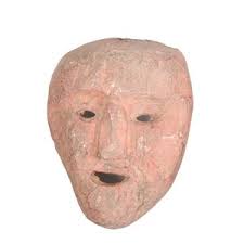 Schöne antike 8 x 6 tibetische Maske mit toller Patina und fertig zum  Aufhängen