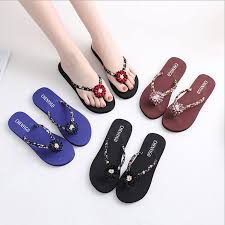 Us 4 84 40 Off Ladies Slim Women Floral Beach Flip Flops Flipflops Sandals Shoes Bath Slippers Sandals Women Slippers Summer For Ladies Hot In Flip