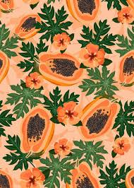 Papaya Fruits Seamless Pattern With Hibiscus Flower In 2020 Fruit Wallpaper Flower Phone Wallpaper Flower Print Pattern