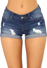 Blostirno Women S Denim Shorts Cuffed Short Jeans Pants At Amazon Women S Clothing Store